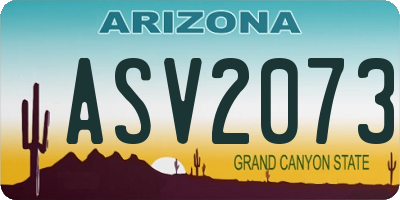 AZ license plate ASV2073