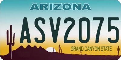 AZ license plate ASV2075