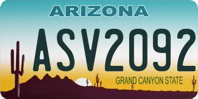 AZ license plate ASV2092