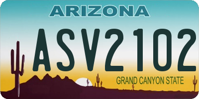 AZ license plate ASV2102