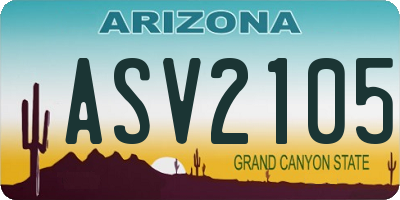 AZ license plate ASV2105
