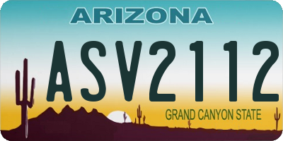 AZ license plate ASV2112