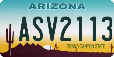 AZ license plate ASV2113
