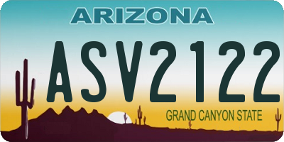 AZ license plate ASV2122