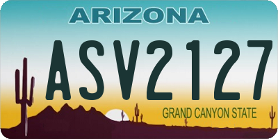 AZ license plate ASV2127