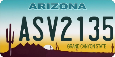 AZ license plate ASV2135