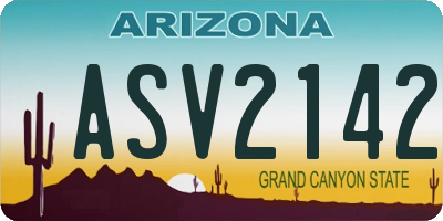 AZ license plate ASV2142