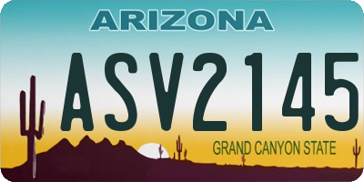 AZ license plate ASV2145