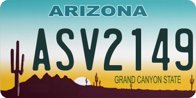 AZ license plate ASV2149