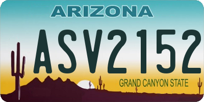 AZ license plate ASV2152
