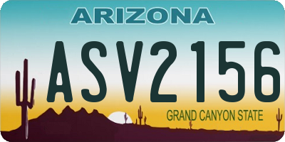 AZ license plate ASV2156