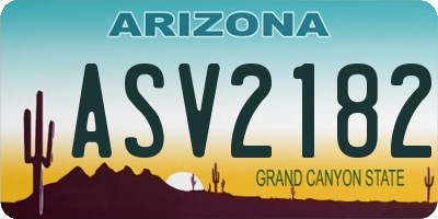 AZ license plate ASV2182
