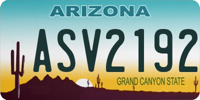 AZ license plate ASV2192