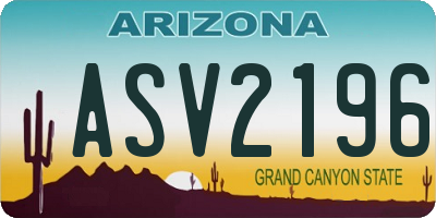 AZ license plate ASV2196