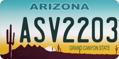 AZ license plate ASV2203