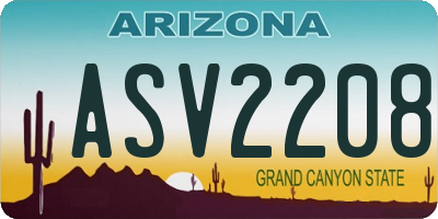 AZ license plate ASV2208