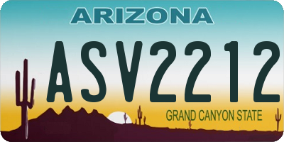 AZ license plate ASV2212