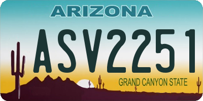 AZ license plate ASV2251