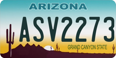 AZ license plate ASV2273