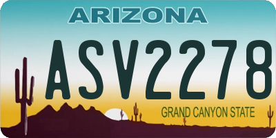 AZ license plate ASV2278