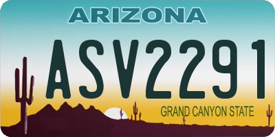 AZ license plate ASV2291