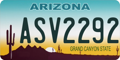 AZ license plate ASV2292