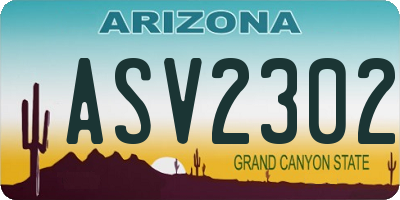 AZ license plate ASV2302