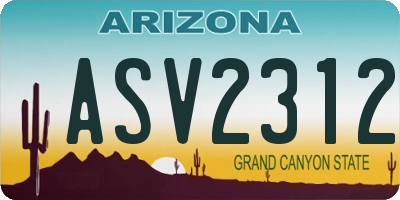 AZ license plate ASV2312