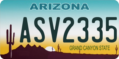 AZ license plate ASV2335