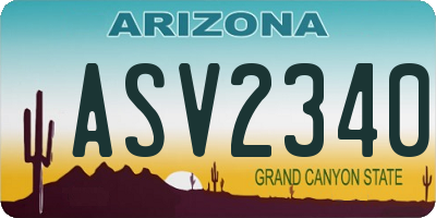 AZ license plate ASV2340