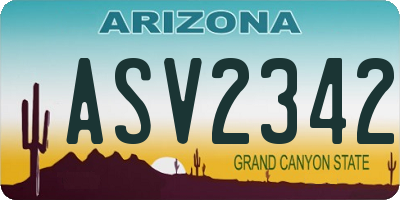 AZ license plate ASV2342