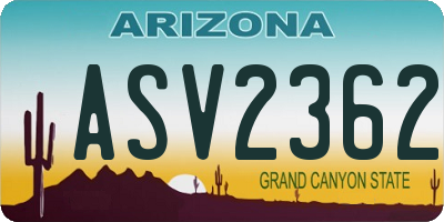 AZ license plate ASV2362