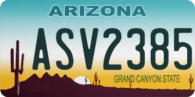 AZ license plate ASV2385