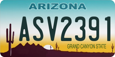 AZ license plate ASV2391