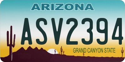 AZ license plate ASV2394