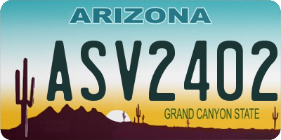AZ license plate ASV2402