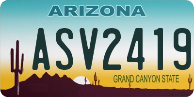 AZ license plate ASV2419