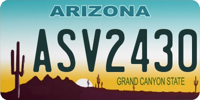AZ license plate ASV2430