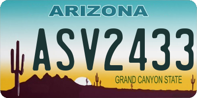 AZ license plate ASV2433