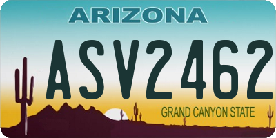 AZ license plate ASV2462