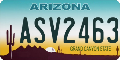 AZ license plate ASV2463