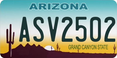 AZ license plate ASV2502