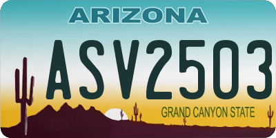 AZ license plate ASV2503