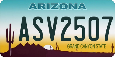 AZ license plate ASV2507