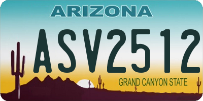 AZ license plate ASV2512