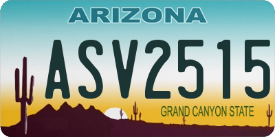 AZ license plate ASV2515