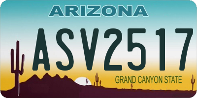 AZ license plate ASV2517