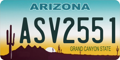 AZ license plate ASV2551