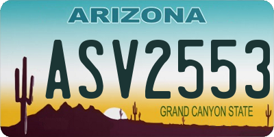 AZ license plate ASV2553