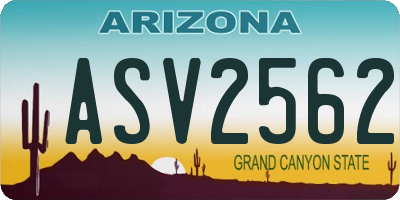 AZ license plate ASV2562